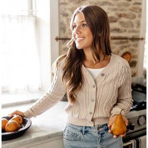 'PENELOPE' CABLE KNIT COTTON CARDIGAN